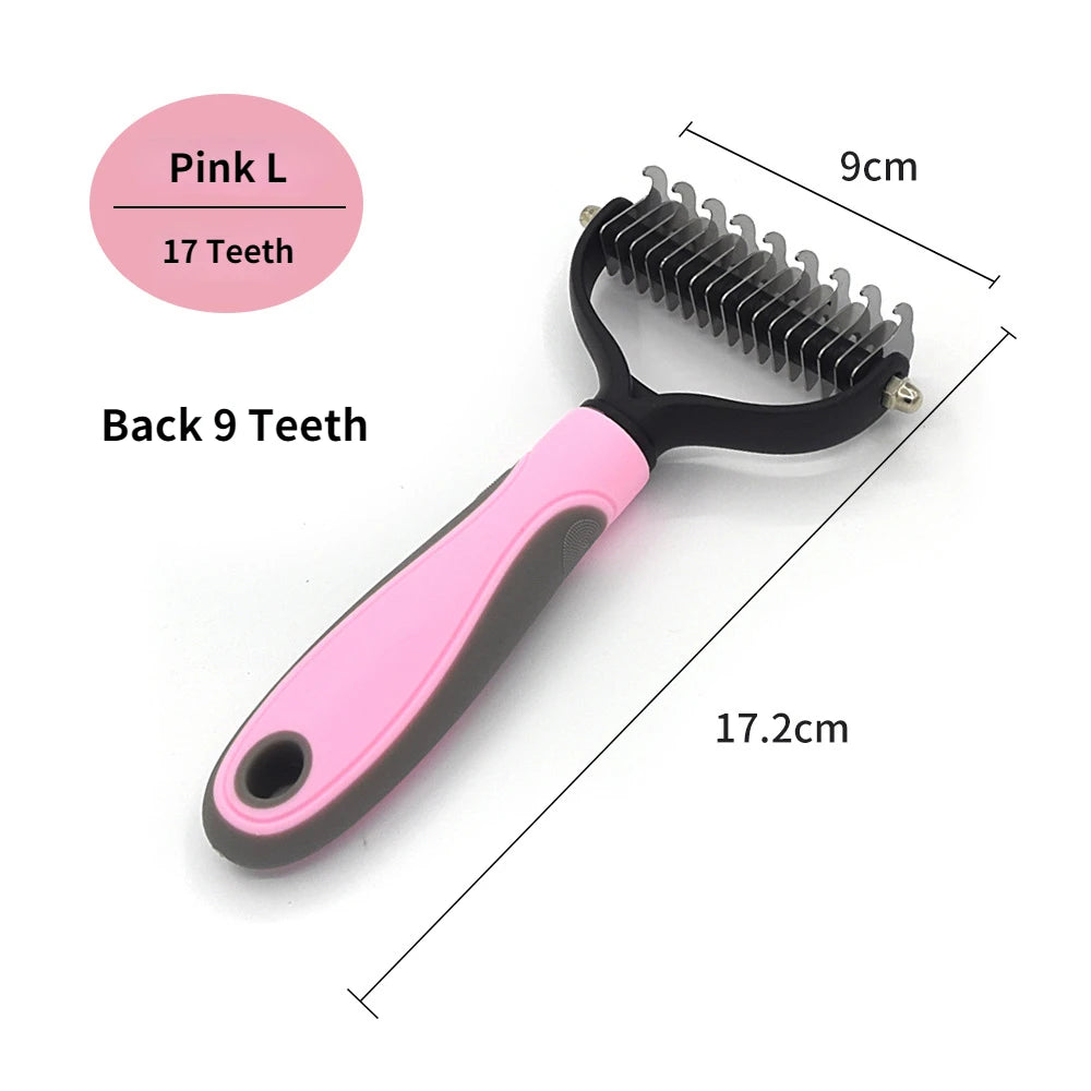 Professional Pet Deshedding Brush - Dog & Cat Fur Remover Tool