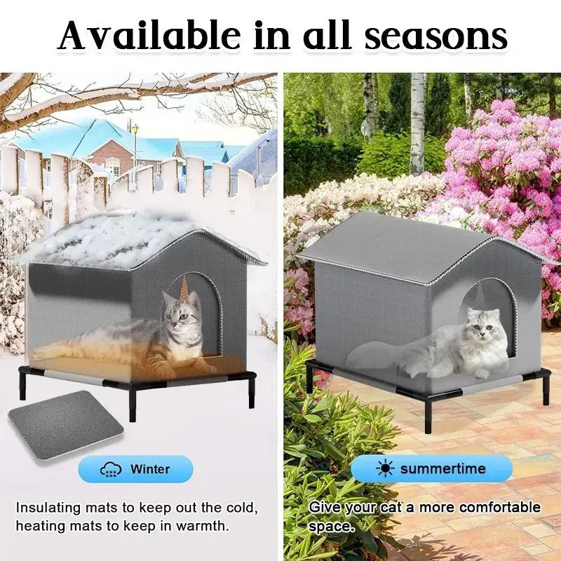 Outdoor Insulated Cat House - Weatherproof Shelter