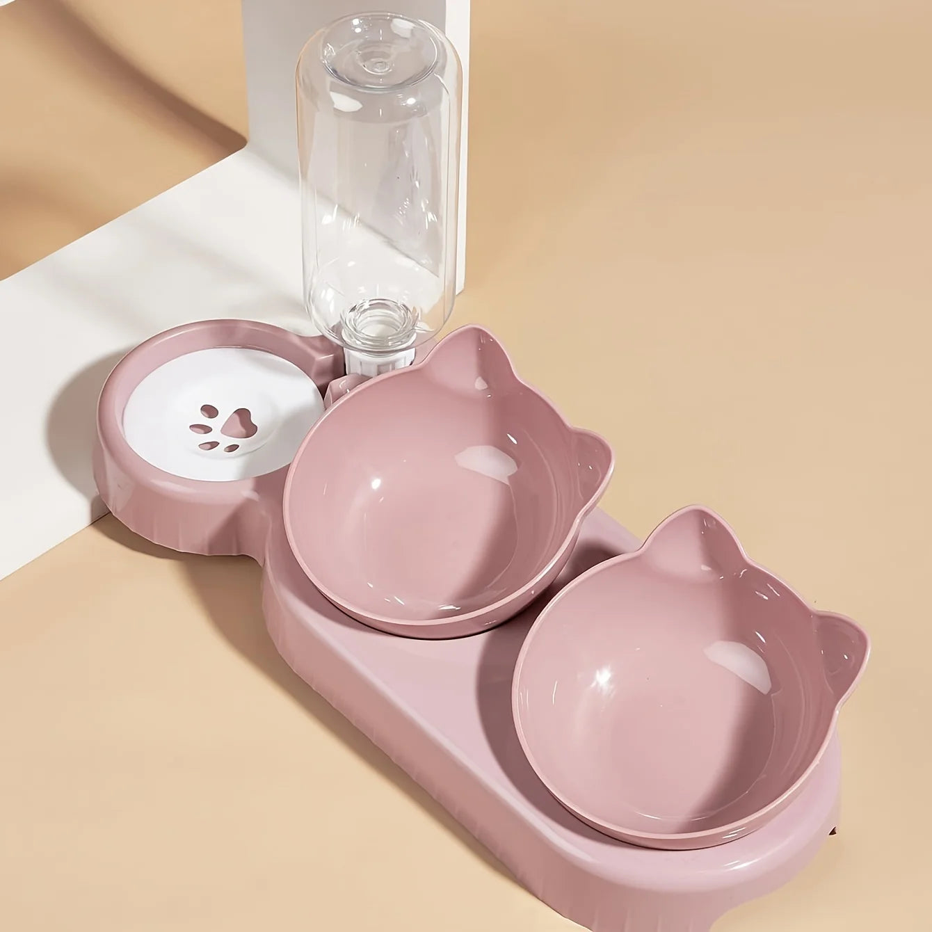 Tilted Cat Bowl Set - Ergonomic Food & Water Feeder