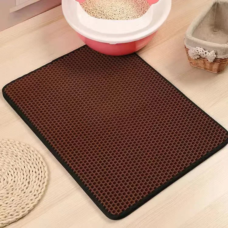Double Layer Cat Litter Mat - Traps Litter & Waterproof