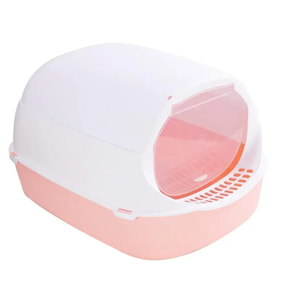 Semi-Enclosed Cat Litter Box - Splashproof Litter Tray
