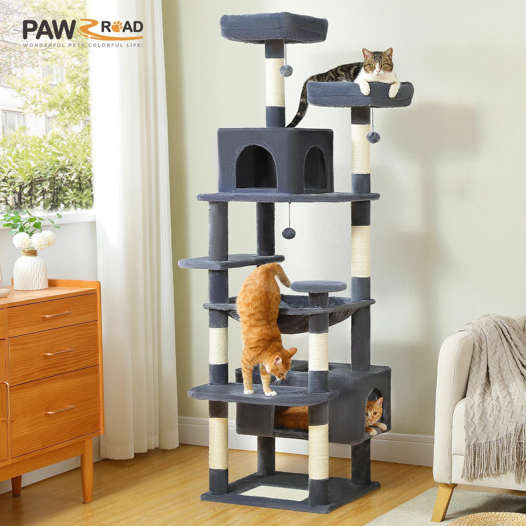 Large Cat Tree Tower - Multi-Level Scratching Post & Condo