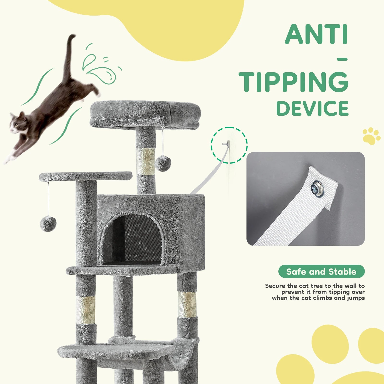 Tall Cat Tree Tower - Climbing Play Center for Indoor Cats
