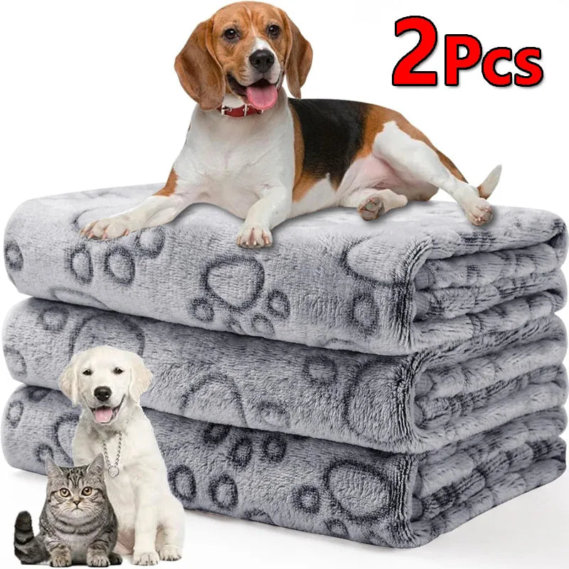 Paw Print Pet Blanket - Soft Warm Blanket for Dogs & Cats