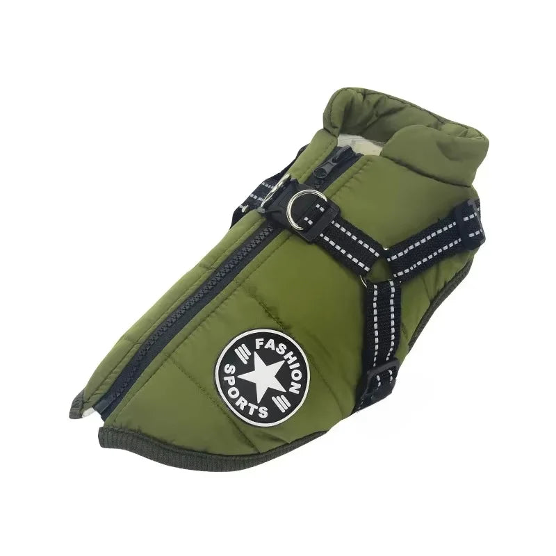 Winter Dog Jacket with Harness - Waterproof Coat