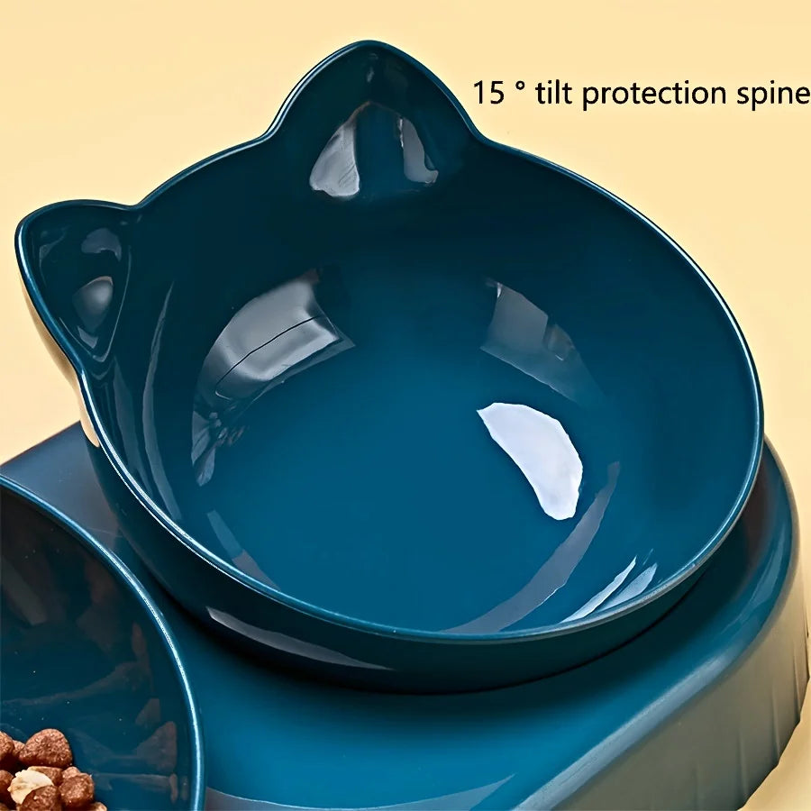 Tilted Cat Bowl Set - Ergonomic Food & Water Feeder