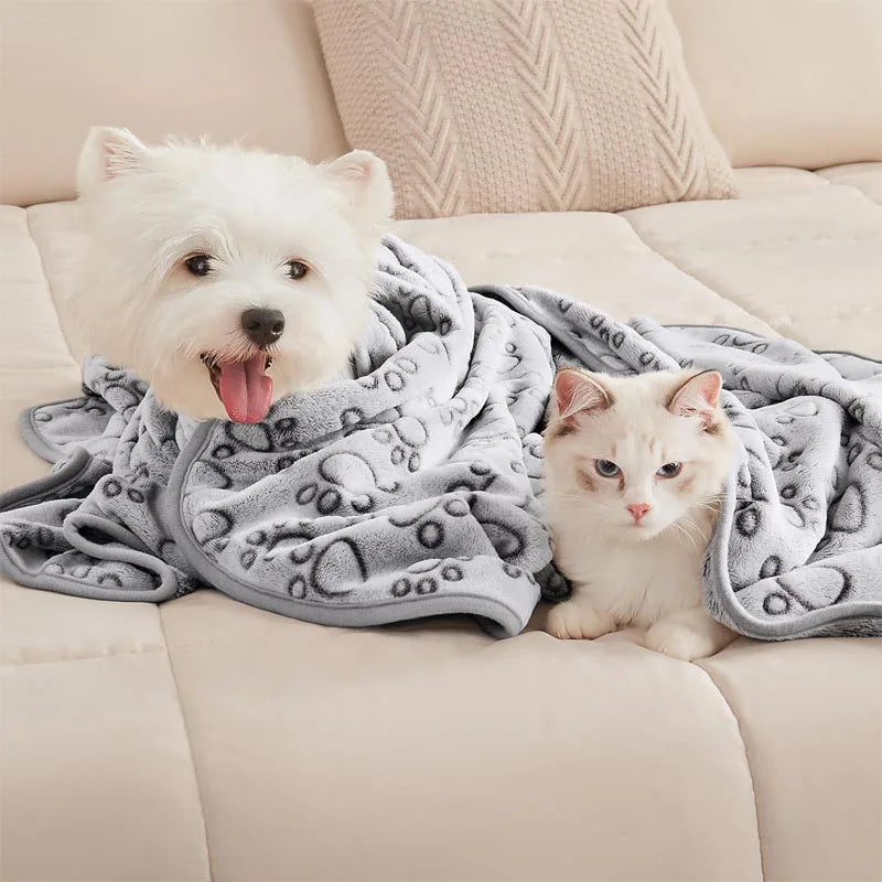 Paw Print Pet Blanket - Soft Warm Blanket for Dogs & Cats