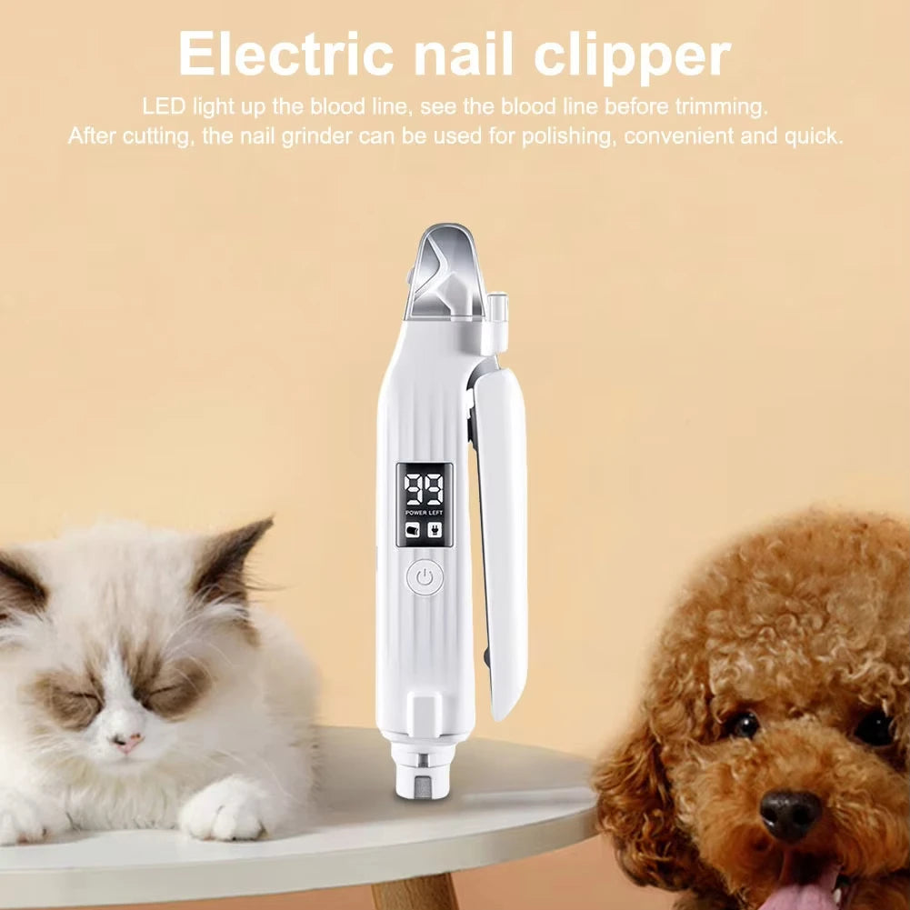 Electric Pet Nail Grinder - LED Safe Nail Trimmer for Dogs & Cats
