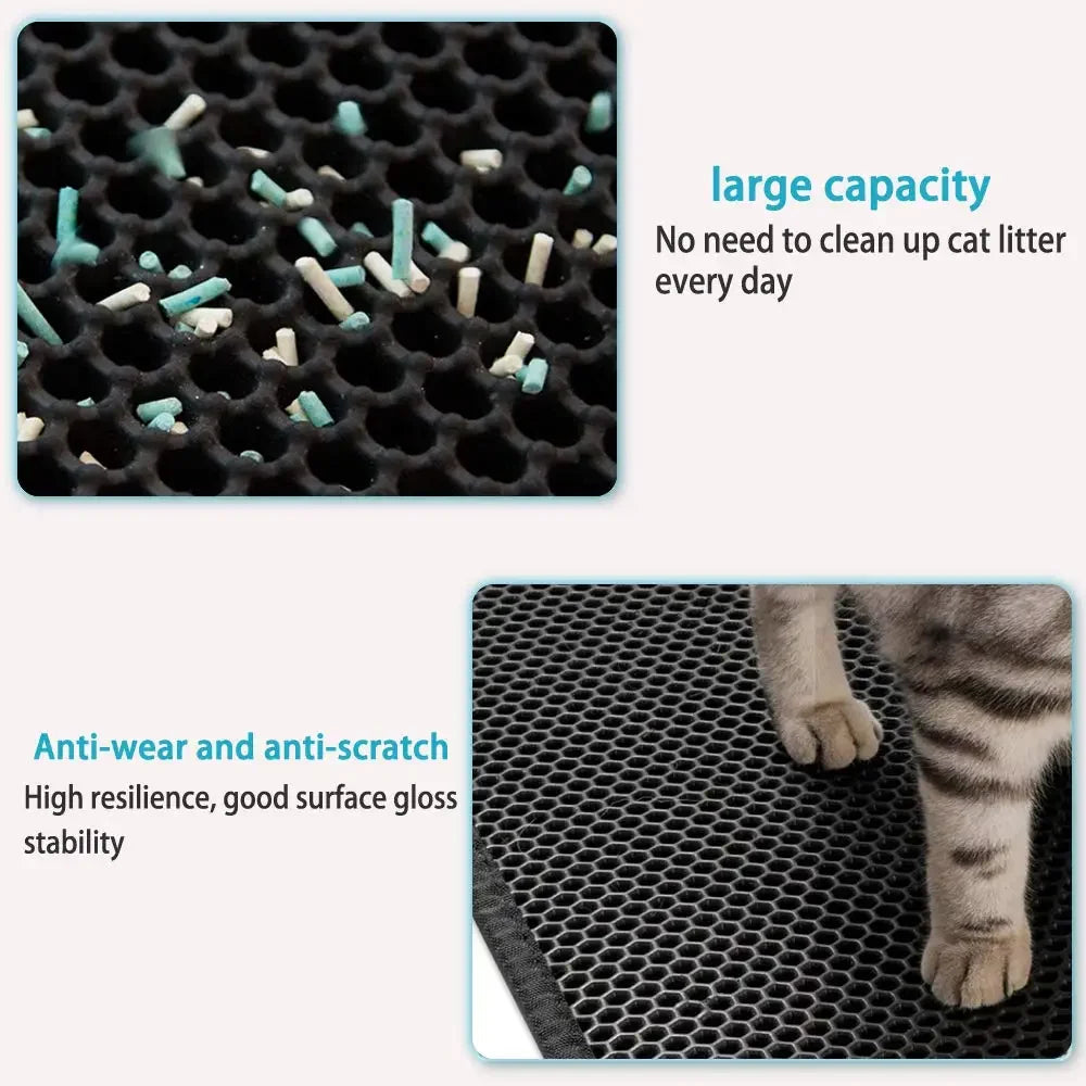 Double Layer Cat Litter Mat - Traps Litter & Waterproof