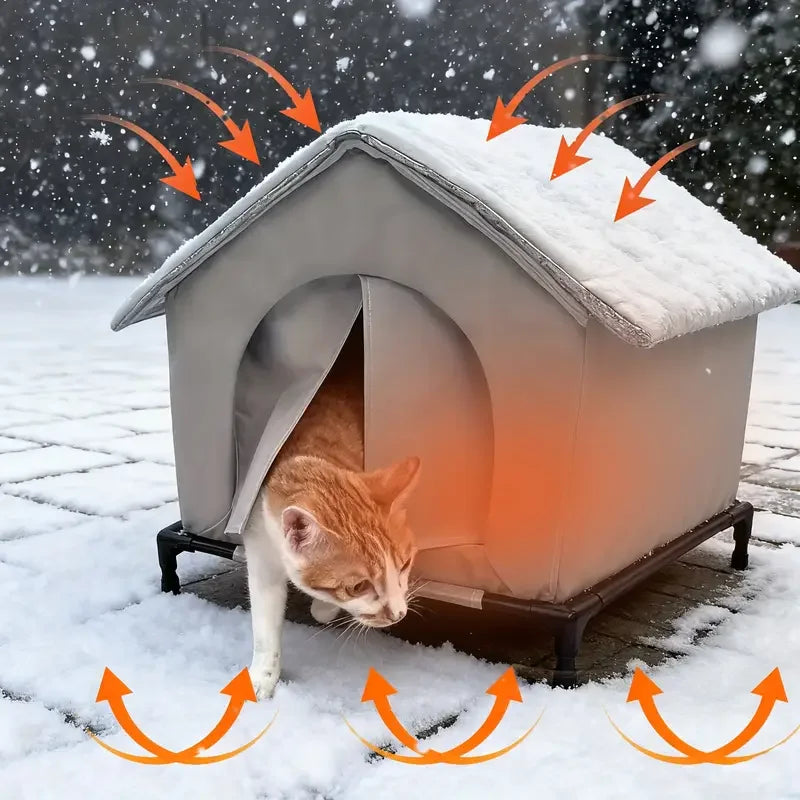 Outdoor Insulated Cat House - Weatherproof Shelter